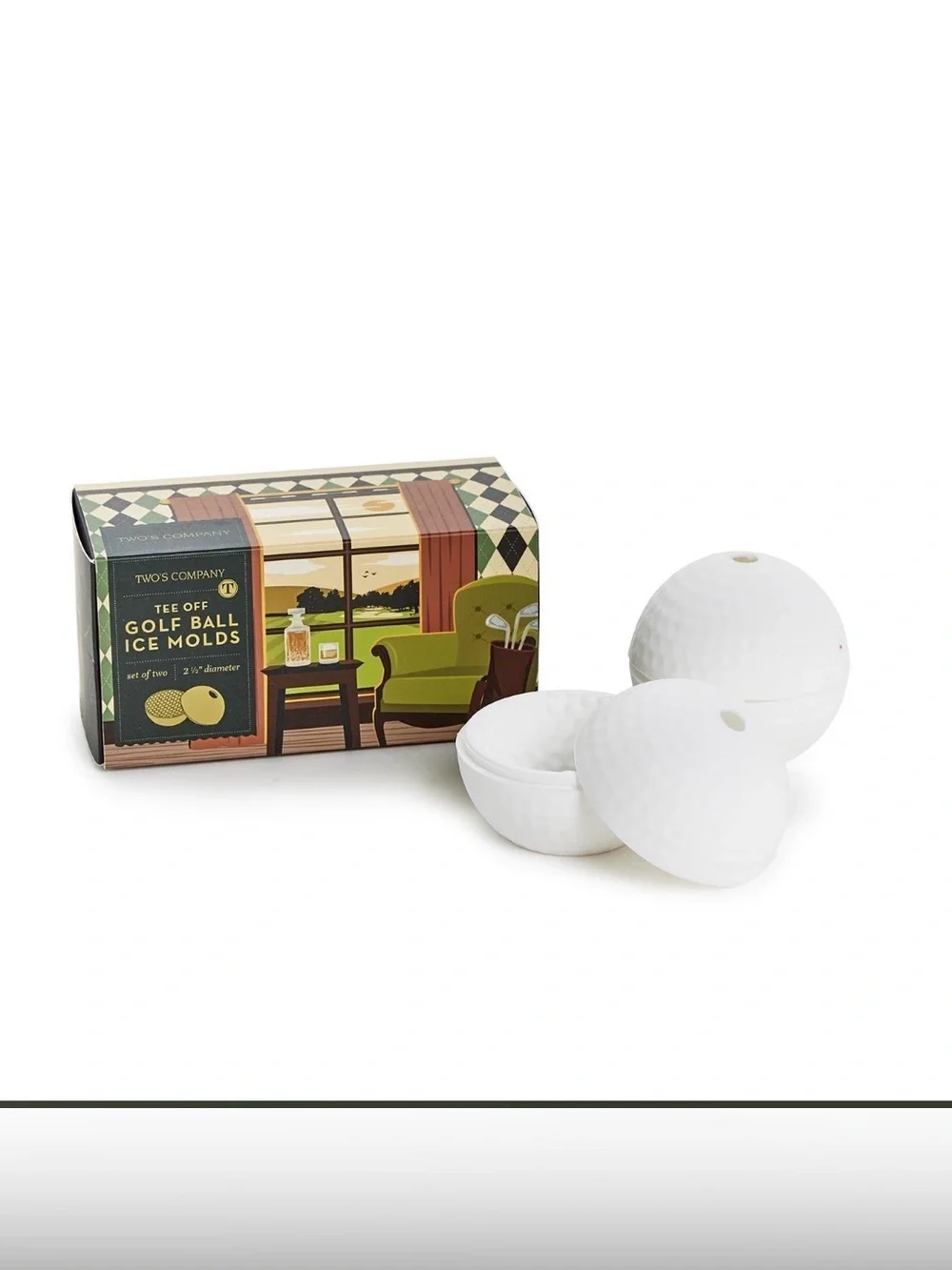 Two’s Company Silicone Golf ball Ice Molds Set Of 2